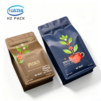 Sachet de café en aluminium imprimé sur mesure avec valve et fermeture éclair pour grains de café, poudre, café moulu, snacks instantanés, qualité alimentaire, haute barrière