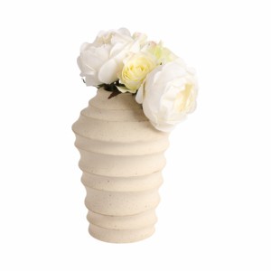 Vaso Scultoreo Scanalato Ecomix, Vaso Moderno per Fiori da Esposizione in Soggiorno con Texture Stratificata - Product Image 2