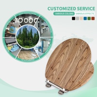 Couvre-siège de toilette en bois massif de sapin chinois aromatique de 18 pouces, fixation supérieure en alliage de zinc, dégagement rapide, fermeture douce avec grain de bois naturel