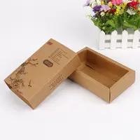 Cajas de cajón deslizantes con logotipo personalizado impreso, caja de embalaje de papel kraft natural reciclable, color marrón