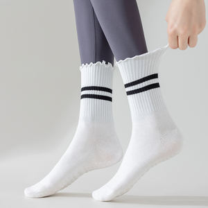 Calzini con volant a maglia senza cuciture personalizzati antiscivolo Yoga trampolino per Pilates tubo arricciatura per caviglia - Product Image 6