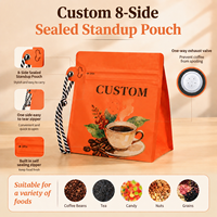 Sac à café personnalisé sur mesure de 1 kg à fond plat, haute barrière pour emballage de café doublé d'aluminium, pochette à valve refermable unique