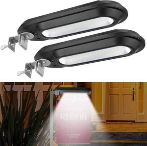 Solar Garden Sign <b>Lights</b> Outdoor 18 LED Post Board Fence Gutter <b>Light</b> Water-Resistant <b>Motion</b> <b>Sensor</b> Adjustable Rotate Mounting - Product Image 1