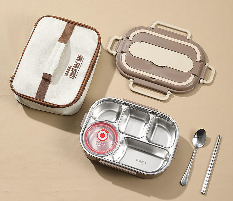 Five-compartment + soup bowl + tableware + bag