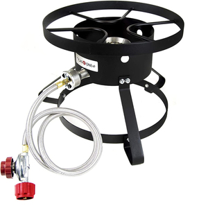 Cuisinière à <span class=keywords><strong>gaz</strong></span> ronde portable |   Brûleur élégant en fonte noire pour usage intérieur et extérieur - Product Image 2