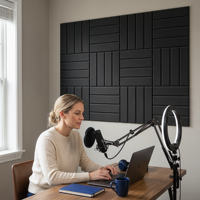 Panneaux acoustiques écologiques autocollants en PET, panneaux muraux absorbants le son pour bureau, studio, home cinéma, installation facile