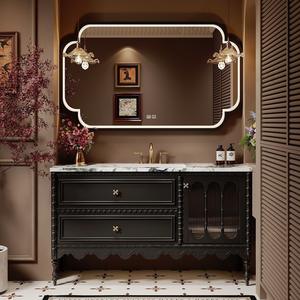 Waterproof and Durable Brass Hardware Barved <b>Mirror</b> Cabinet Ceramic Basin Bathroom Cabinet - Product Image 2