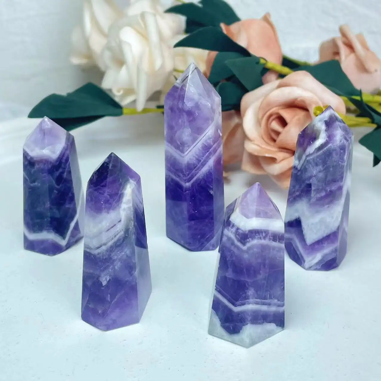 Wholesale Quartz Crystal Wands Dream Amethyst Point Crystal Tower Gemstone Ornaments