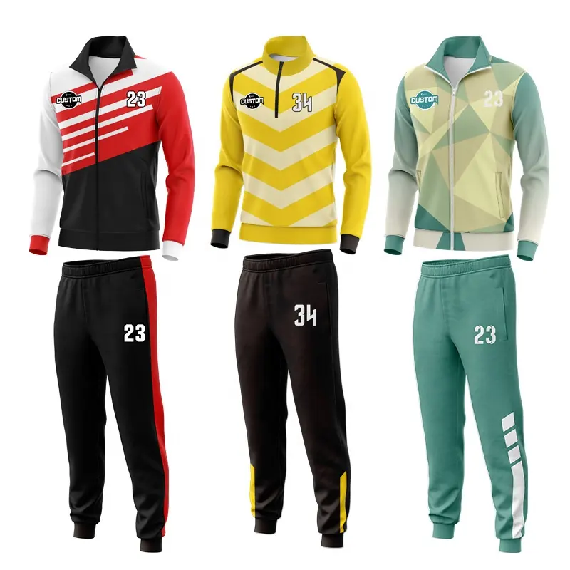 Wholesale Custom Polyester Football Tracksuits Design Your Own Tracksuit Winter Gym Sportswear Soccer Tracksuits For Men Jogging