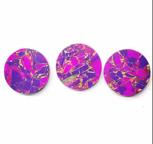 Achetez un cabochon rond en or naturel violet avec des paillettes dorées, 2 carats, pierre précieuse pour la fabrication de bijoux, pendentif, anneaux, bracelet, pierre de naissance, personnalisé - Product Image 1