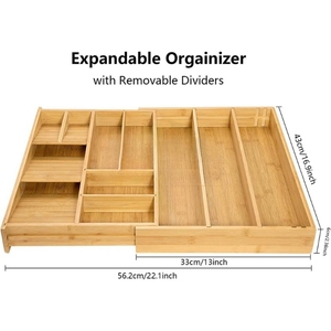 Extendable Bamboo <b>Kitchen</b> Utensil Organizer <b>Storage</b> <b>Box</b> with Knife Holder Bamboo Knife <b>Storage</b> <b>Box</b> - Product Image 2