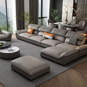 Ensemble de canapé sectionnel pliable et inclinable de luxe moderne en forme de L pour appartement, salon, villa, hôtel, utilisation comme lit - Product Image 2