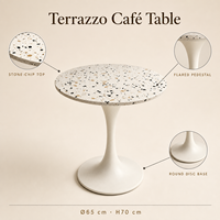 Table de café ronde en terrazzo avec piétement évasé, table à manger, table d'appoint pour restaurant et maison, fabrication OEM ODM