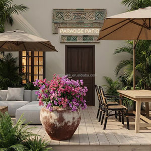 Wholesale Design Vintage Rustic Style Flower Pots Fiber Cement Flower Pots with Drainage Hole For Garden - Product Image 4