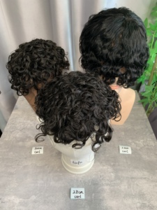 Perruque ondulée permanente H450 pour hommes, cheveux bouclés de 28 mm, base australienne, couleur 1B #   Système capillaire taille 5x7, 100% cheveux humains - Product Image 6