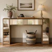 Table console en bois miroir de 63 pouces, table d'entrée décorative moderne, table de canapé, surface réfléchissante, éclaircissant l'espace, salon, chambre à coucher