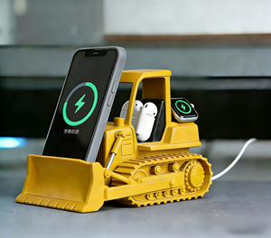 Conception Gratuite Échantillon Rapide Personnalisé Résine Animaux Peints à la Main Dessins Animés Artisanat Téléphone Montre Écouteurs Chargeur Sans Fil 3-en-1 <span class=keywords><strong>Bulldozer</strong></span> - Product Image 1