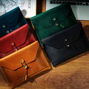 Cowhide <b>Computer</b> Briefcase Portable Laptop Document Storage Bag Multi-Functional Sleeve With Inner Pocket for <b>Accessories</b> - Product Image 2