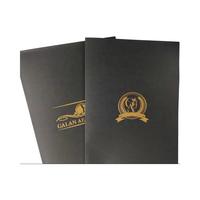 Carpeta de bolsillos de presentación reciclada Impresión de lino negro Logotipo de oro brillante Carpetas de papel A4 personalizadas Carpeta de archivos de 2 bolsillos