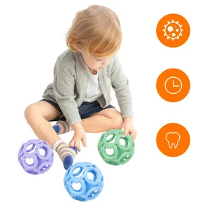 볼 Teether 실리콘 볼 360 도 파악 가능한 구형 디자인 감각 젖니가 나는 장난감