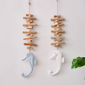 American Style Fish <b>Wall</b> <b>Hooks</b> Wooden Decorative Hanging For Home Mediterranean Style Background <b>Wall</b> Art - Product Image 2