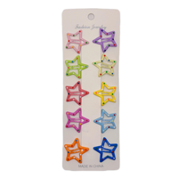 Yi sucre 10 pièces par paquet bling étoiles formes pinces à cheveux épingle à cheveux pinces kawaii cheveux accessoires bébé pinces multi couleurs pour enfants