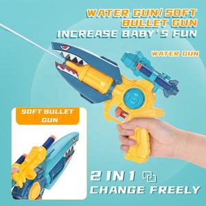 Juego de agua al aire libre 2 en 1 para niños, tiburón, Eva, balas suaves, pistola de agua, juguetes para niños - Product Image 3