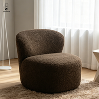 Fauteuil d'appoint moderne en tissu Teddy moelleux avec dossier incurvé pour salon