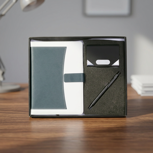 Premium A4 PU Leather Notebook Organizer Set with Pen and Card Holder Gift Pack PU Notebook Metal Pen Visiting Card <b>Box</b> & Keyrin - Product Image 2