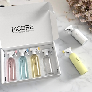 Tùy chỉnh 500ml 700ml Vòng Vai Matte Kích hoạt Phun chai nhựa với hộp cho phòng tắm cửa sổ nhà làm sạch - Product Image 1