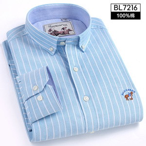 <span class=keywords><strong>Camisas</strong></span> de Manga Larga de Algodón Puro <span class=keywords><strong>Oxford</strong></span> a Rayas de Alta Calidad para <span class=keywords><strong>Hombre</strong></span> - Product Image 4