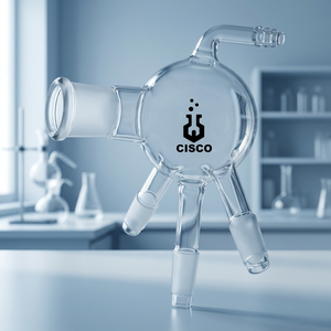 Adaptateur de récepteur de distillation à 3 voies en verre borosilicate transparent, tête de distillation fractionnée de laboratoire 14/23 - Product Image 2