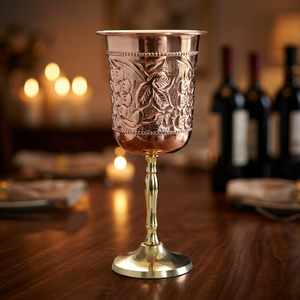 Hand Made <b>Copper</b> Wine Glass Floral Pattern Vintage Design Gold Plated Stemmed Cup For Wedding Party Adults - Product Image 3