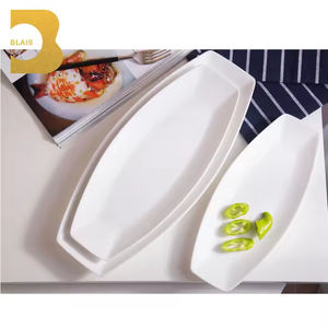 BLAIS Vaisselle rectangulaire en céramique blanche Assiettes en forme de bateau pour la restauration de fête Plats de créateurs en gros - Product Image 3