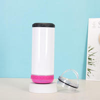 Gobelet isotherme Bluetooth écologique à sublimation musicale 4-en-1 avec haut-parleur, support pour canettes en acier inoxydable, refroidisseur de canettes de bière
