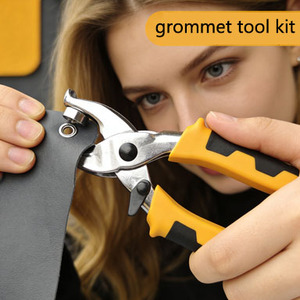 Kit d'outils pour œillets, 2 couleurs assorties, 1/4'' (6 mm d'intérieur), avec rondelles, outil manuel portable pour cuir, artisanat, ceintures, chaussures, sacs - Product Image 4