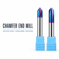 Fraise à chanfreiner personnalisée HANDERK HRC65 90 degrés en carbure de tungstène, jeu de fraises OEM/ODM revêtues AlTiN pour outils CNC