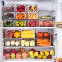 Organiseur de réfrigérateur rectangulaire en PP de style américain, empilable, contenants alimentaires de 1 à 3 L, respectueux de l'environnement, pour la cuisine à domicile
