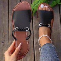 Sandales de plage à semelle plate en PU, vente en gros, semelle en PU, doublure en PU, pantoufles d'extérieur, vente en gros populaire
