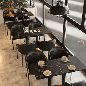 Caffè sala da pranzo mobili in pelle marrone divano cabine con marmo tavoli quadrati e stile Vintage di illuminazione per il ristorante - Product Image 5