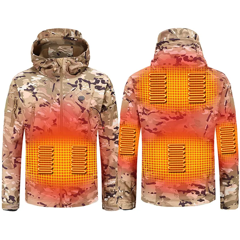 Veste chauffante pour hommes pour vêtements chauffants d'hiver oem design personnalisé veste de chasse camo chauffante coupe-vent rembourrée en coton pour hommes