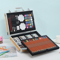 Coffret cadeau pliable en alliage d'aluminium avec dessin animé, costume de peinture pour enfants, 145 pièces, papeterie pour enfants