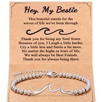 Bracelet en perles d'argent à haute satisfaction esthétique avec pendentif, fermoir mousqueton, cordon réglable - Cadeau
