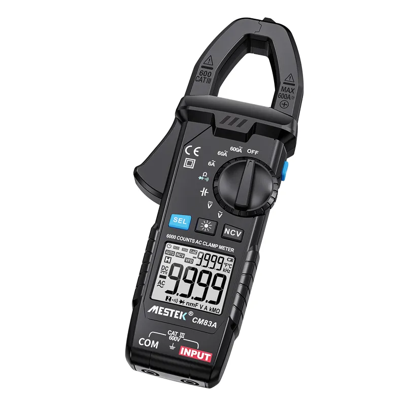 Produk Penjualan Terbaik MESTEK Digital Clamp Meter 600A Arus AC Tegangan Ohm True RMS Rentang Otomatis NCV Clamp Meter