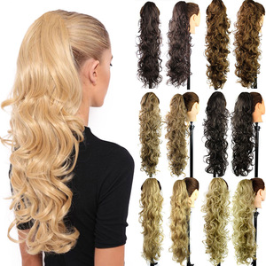 Perruque queue de cheval longue et bouclée, en fibre haute température, effet naturel et volumineux, extension à clipser pour femmes - Product Image 1