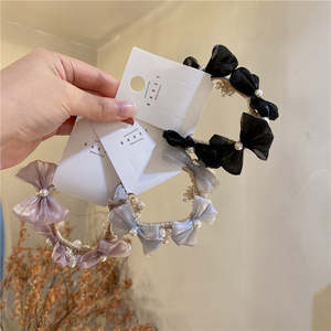 Coreano femenino Organza perla Scrunchies Para <span class=keywords><strong>El</strong></span> Cabello gasa malla arco <span class=keywords><strong>intestino</strong></span> grueso pelo anillo chica pulsera pelo Círculo - Product Image 4