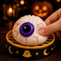 Jouet Squishy Personnalisé Halloween en Forme de Dumpling, Kawaii, Rempli de Gel TPR, à Remontée Lente, Anti-Stress Sensoriel, Boîte Mystère, Vente en Gros