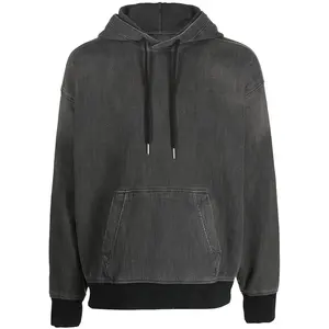 Premium custom applique logo casual loose long sleeve hood drawstring hoodie sweatshirt for men