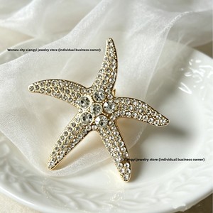 Broche de Estrela-do-mar Vintage Transfronteiriço em Liga com Strass para Mulheres, Design de Nicho de Alta Qualidade, Atacado <span class=keywords><strong>DIY</strong></span>, Alfinete para Terno e Corsage - Product Image 4