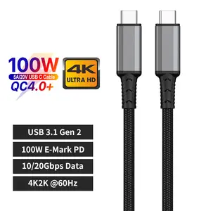 OEM factory full range of products USB3.1 Thunderbolt 4 usb c 20v 5a 100w type c to type c usb usbc cable